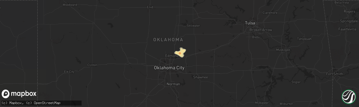 Hail map in Arcadia, OK on March 28, 2019