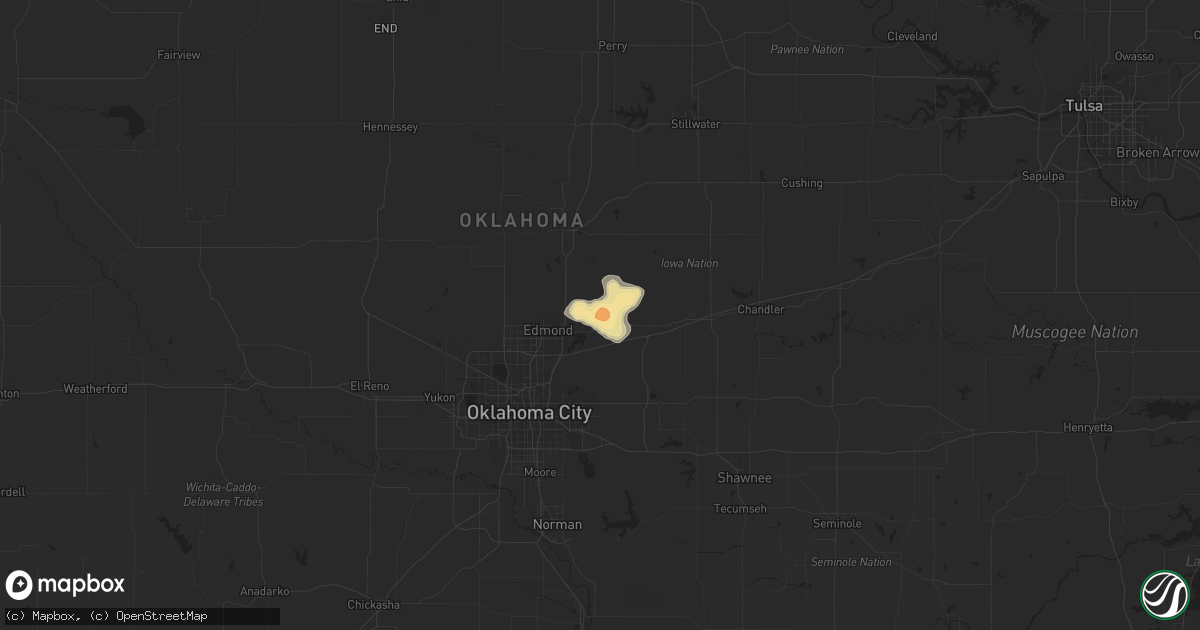 Hail map in Arcadia, OK on March 28, 2019