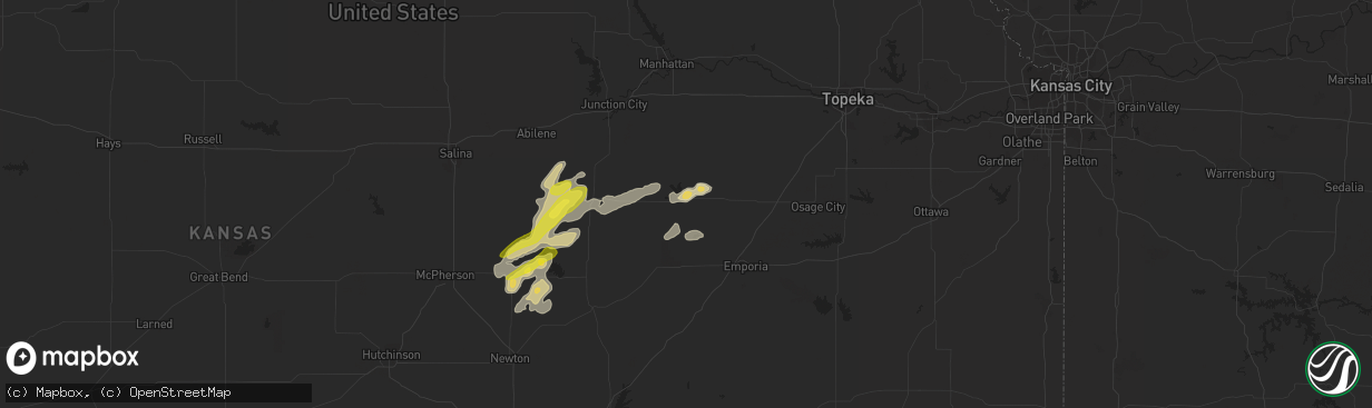 Hail map in Council Grove, KS on March 28, 2019