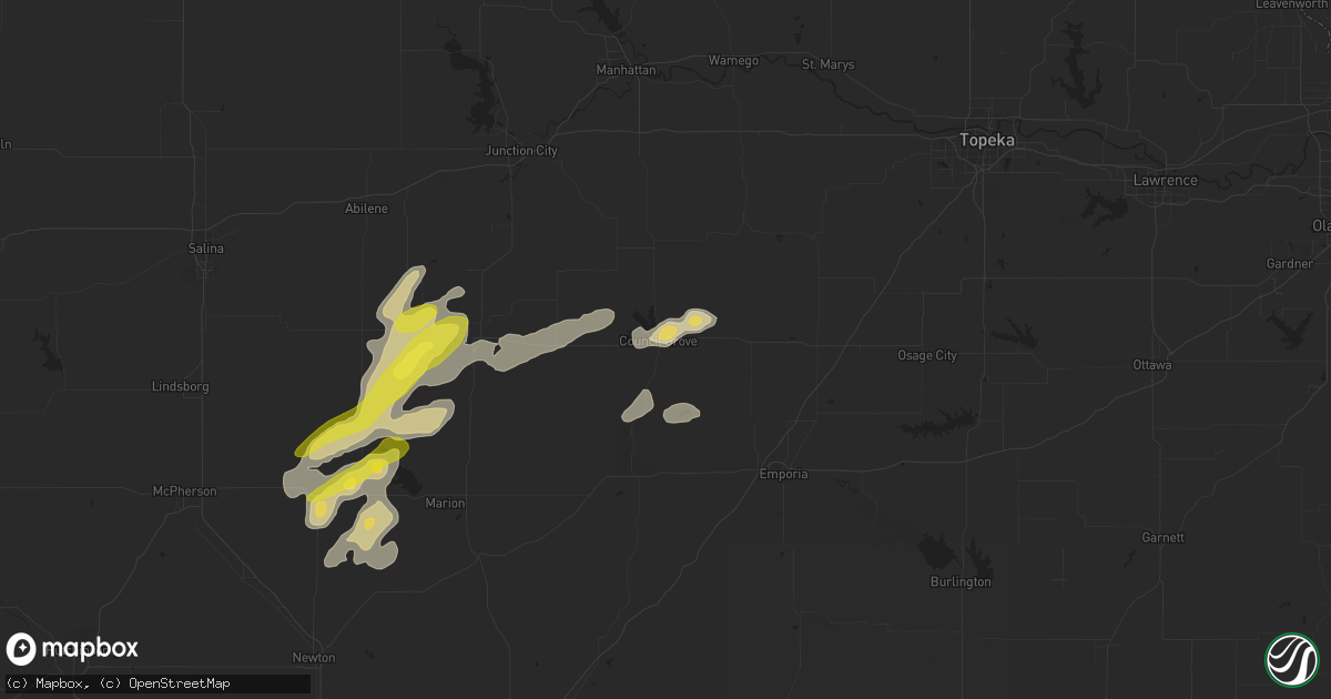 Hail map in Council Grove, KS on March 28, 2019