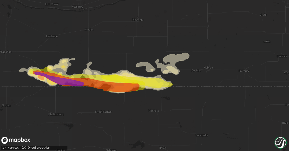 Hail map in Guide Rock, NE on March 28, 2019