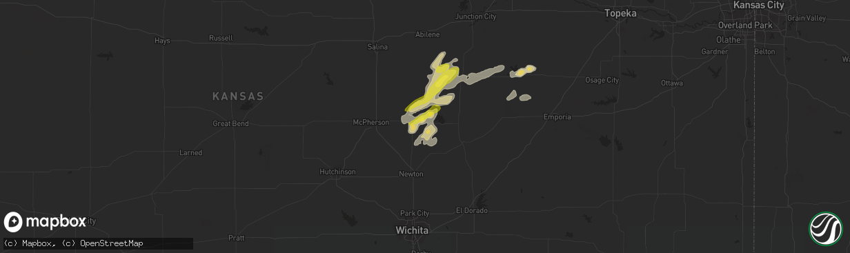 Hail map in Hillsboro, KS on March 28, 2019