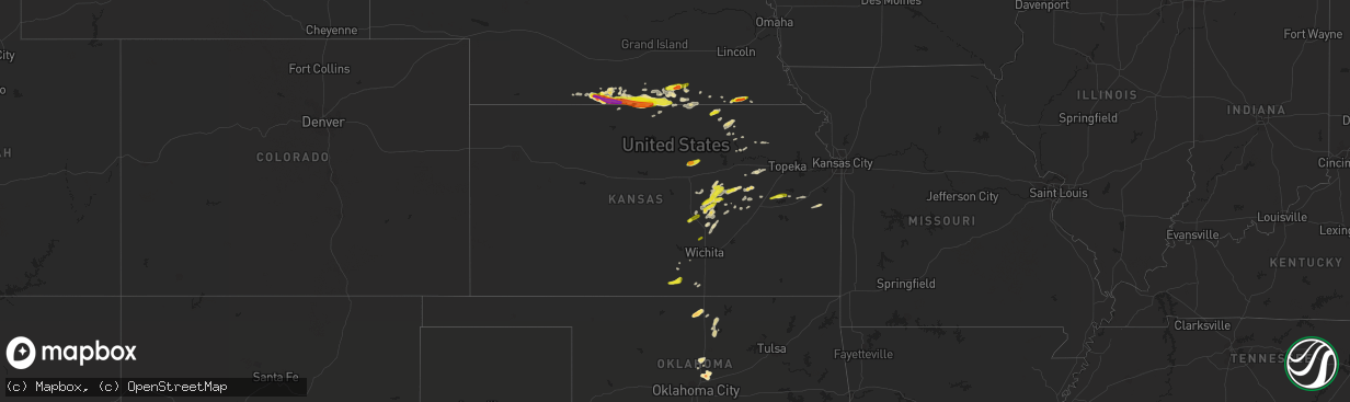 Hail map in Kansas on March 28, 2019