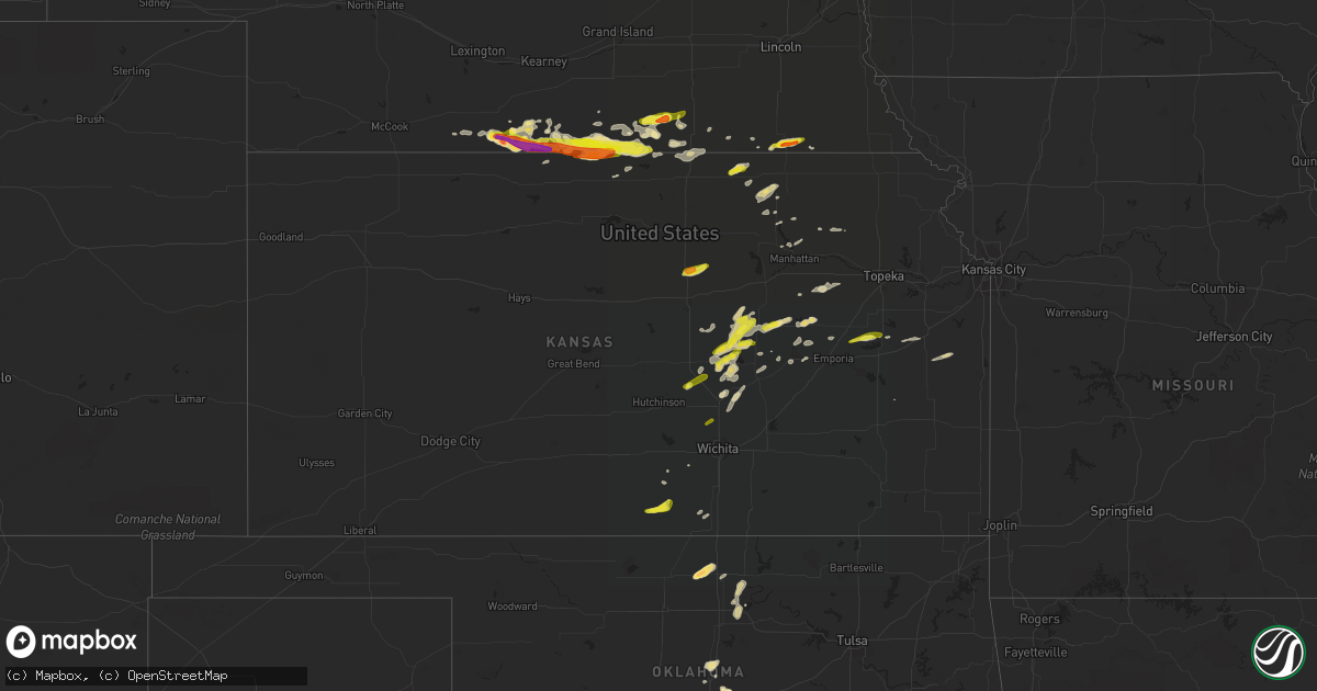 Hail map in Kansas on March 28, 2019