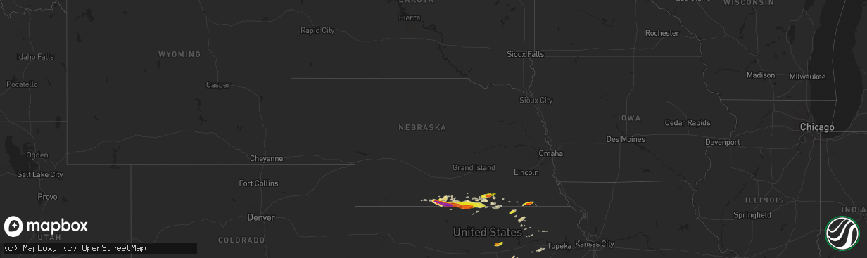 Hail map in Nebraska on March 28, 2019