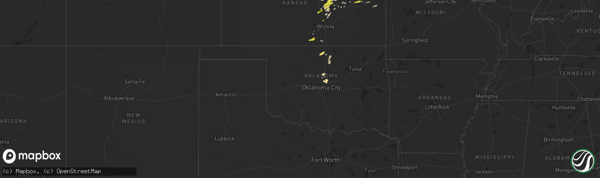 Hail map in Oklahoma on March 28, 2019