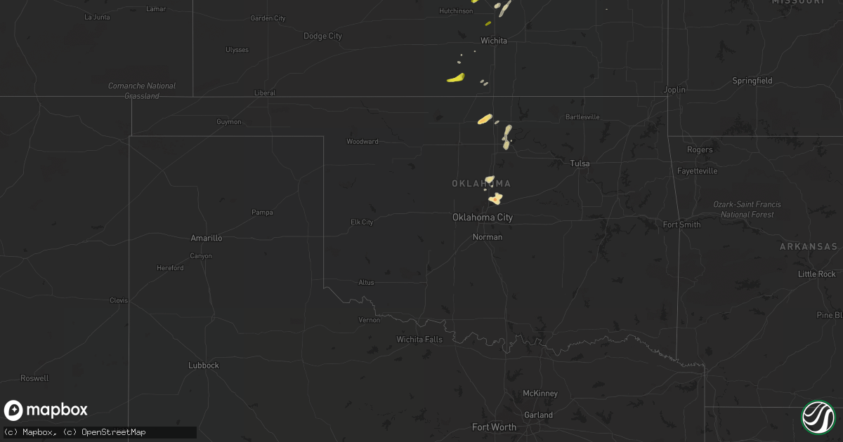 Hail map in Oklahoma on March 28, 2019