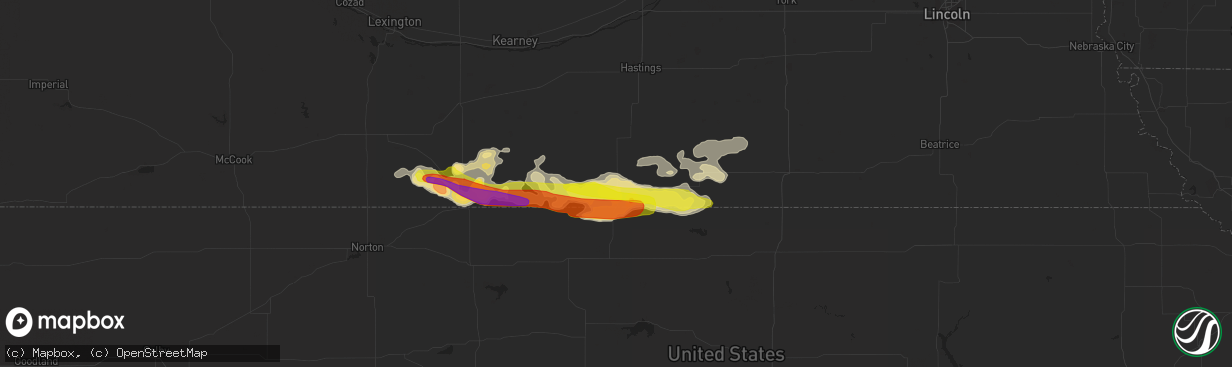 Hail map in Red Cloud, NE on March 28, 2019