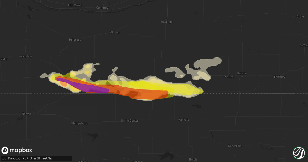 Hail map in Red Cloud, NE on March 28, 2019