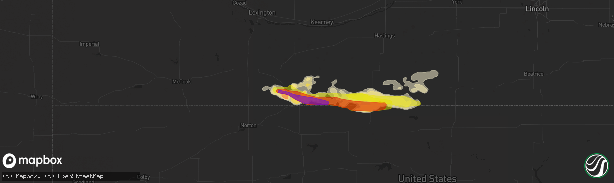 Hail map in Republican City, NE on March 28, 2019