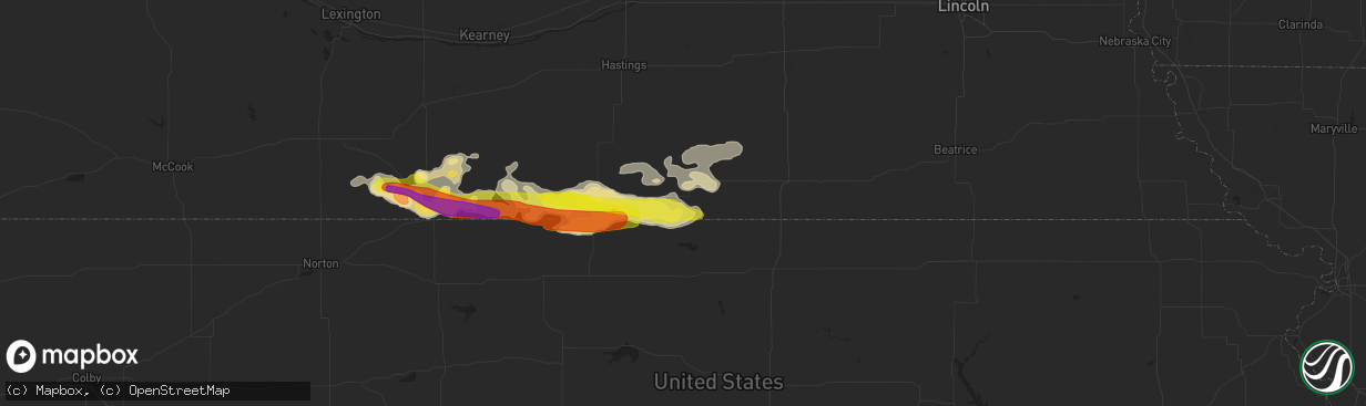 Hail map in Superior, NE on March 28, 2019