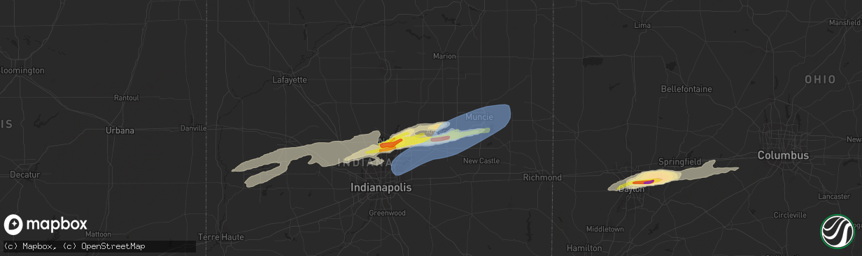 Hail map in Anderson, IN on March 28, 2020