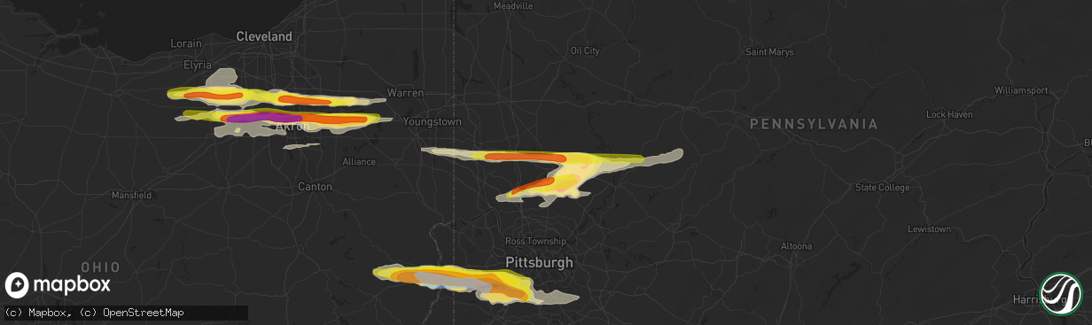 Hail map in Butler, PA on March 28, 2020