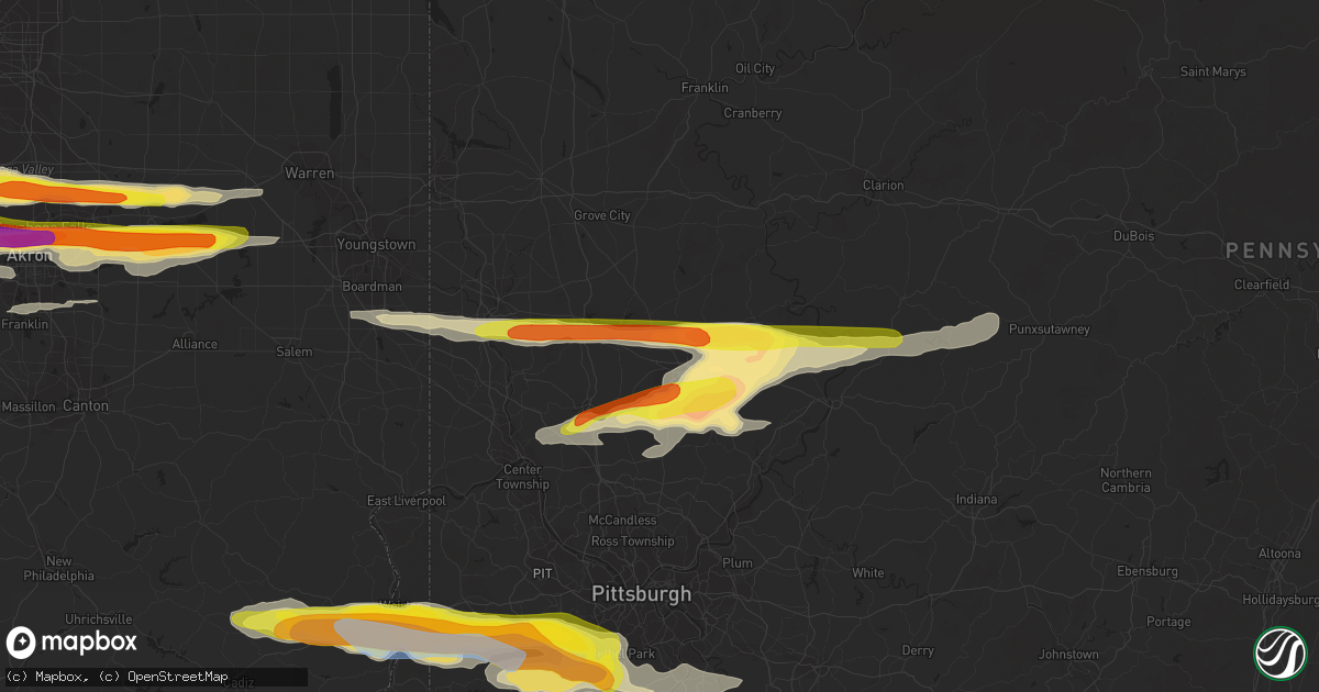 Hail map in Butler, PA on March 28, 2020