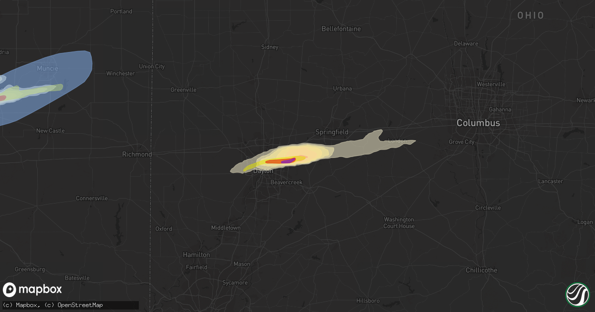 Hail map in Fairborn, OH on March 28, 2020