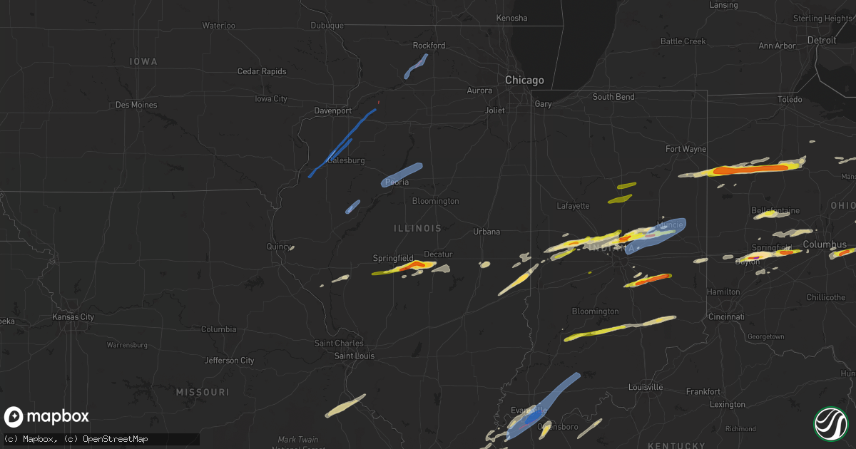 Hail map in Illinois on March 28, 2020