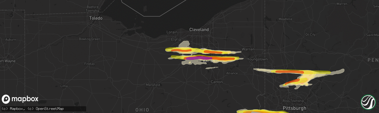 Hail map in Medina, OH on March 28, 2020