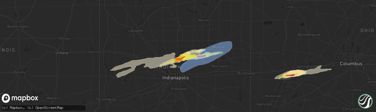 Hail map in Noblesville, IN on March 28, 2020