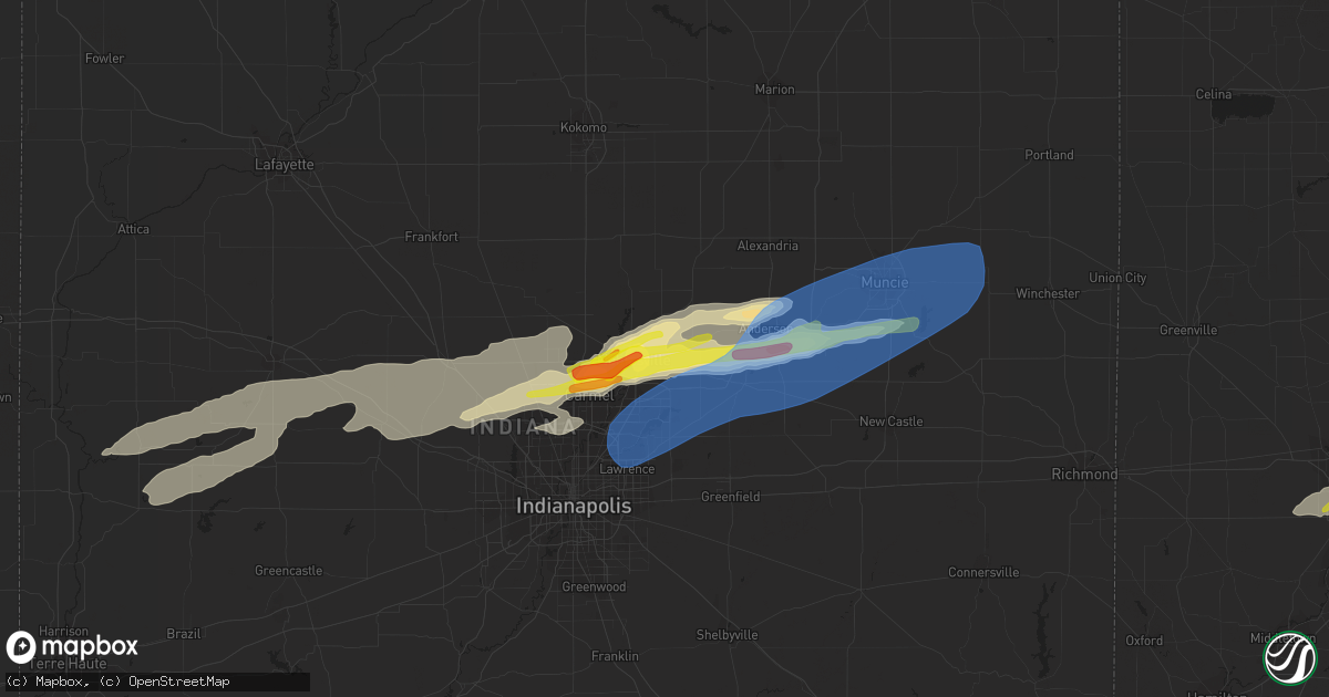 Hail map in Noblesville, IN on March 28, 2020