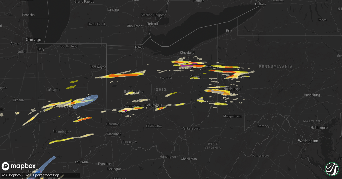 Hail map in Ohio on March 28, 2020