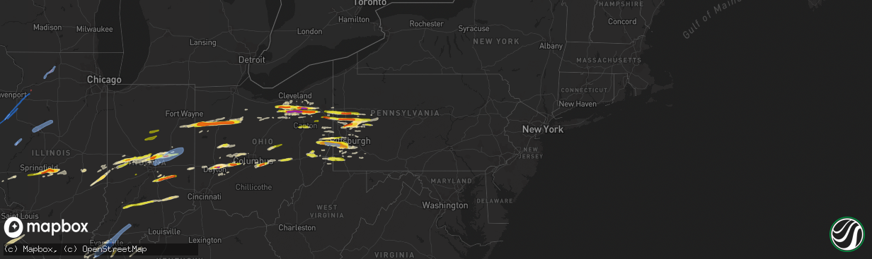 Hail map in Pennsylvania on March 28, 2020