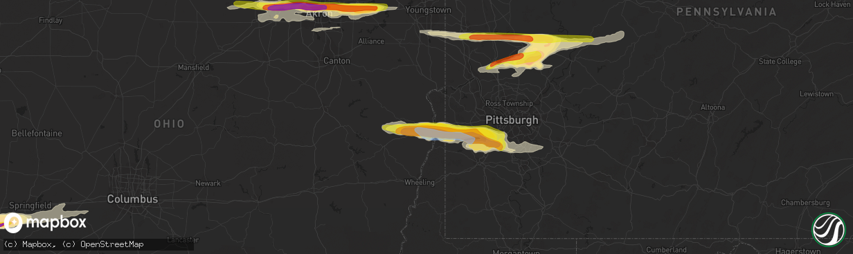 Hail map in Steubenville, OH on March 28, 2020