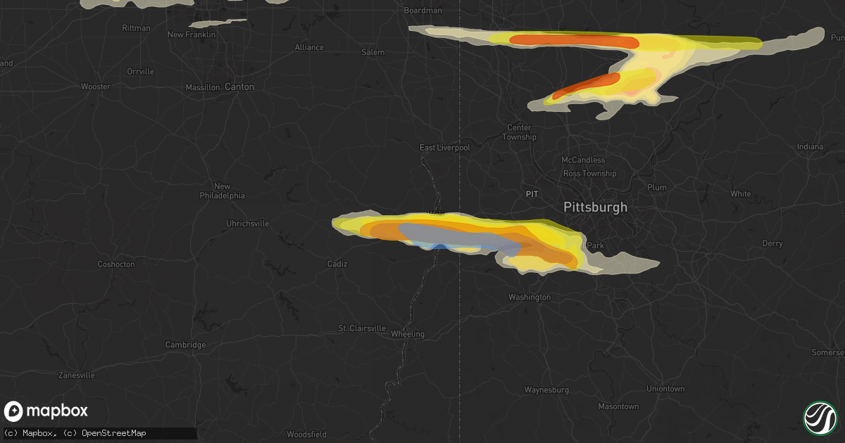 Hail map in Steubenville, OH on March 28, 2020
