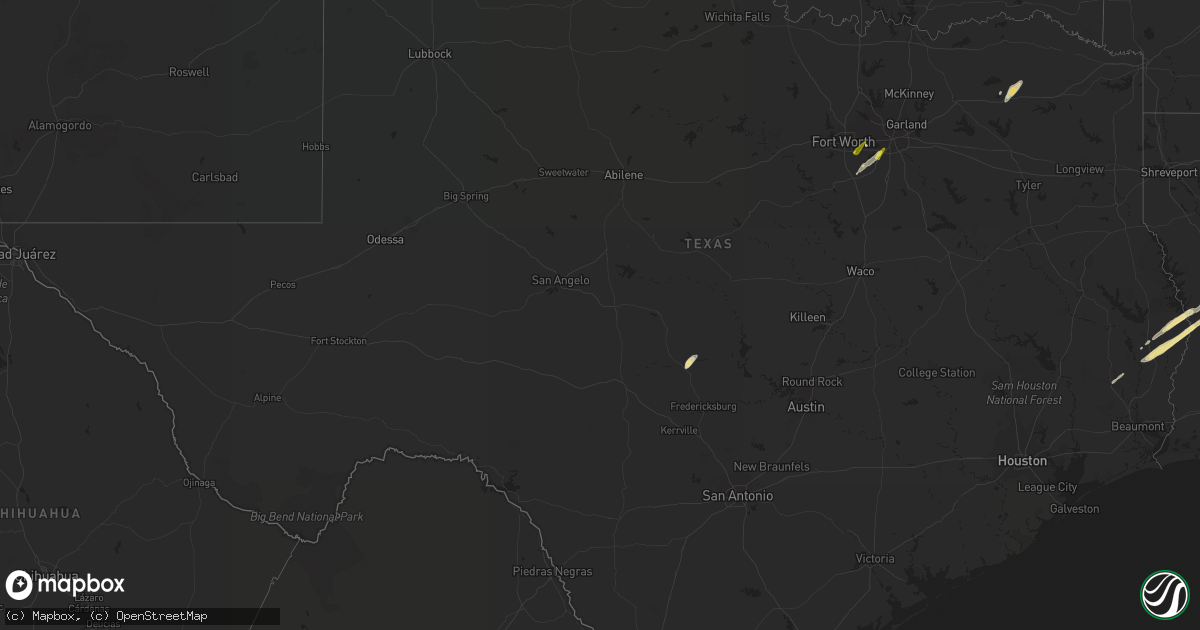 Hail map in Texas on March 28, 2020