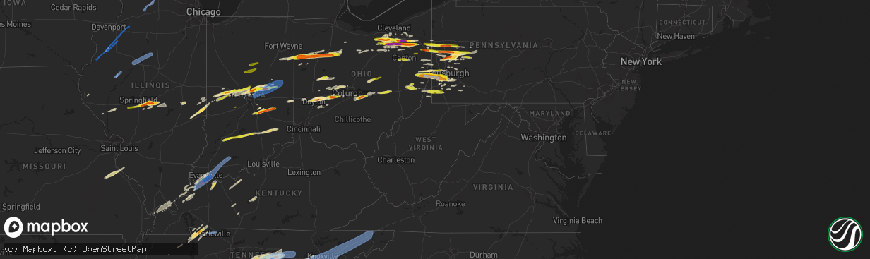 Hail map in West Virginia on March 28, 2020