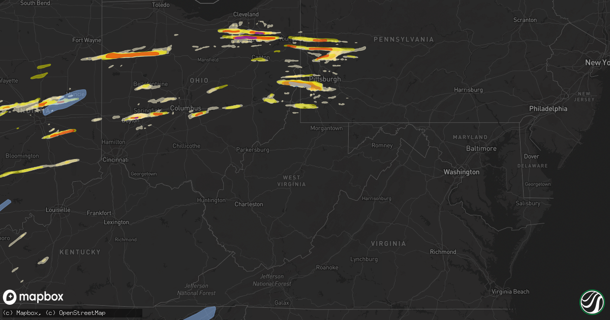 Hail map in West Virginia on March 28, 2020