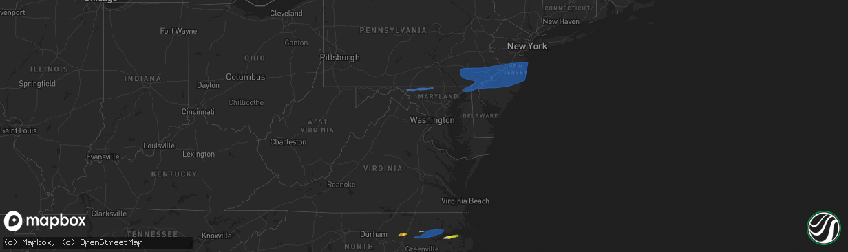 Hail map in Delaware on March 28, 2021