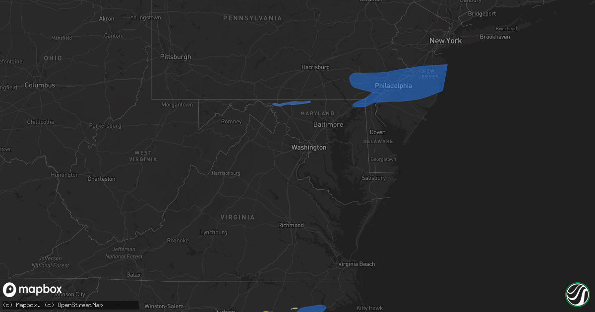 Hail map in Delaware on March 28, 2021