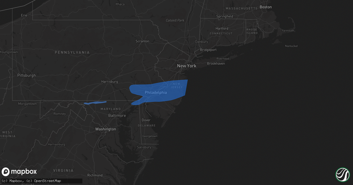 Hail map in New Jersey on March 28, 2021