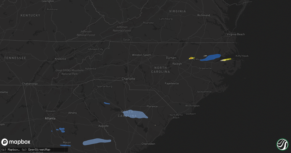 Hail map in North Carolina on March 28, 2021