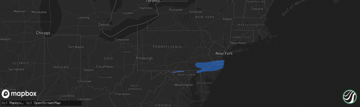 Hail map in Pennsylvania on March 28, 2021