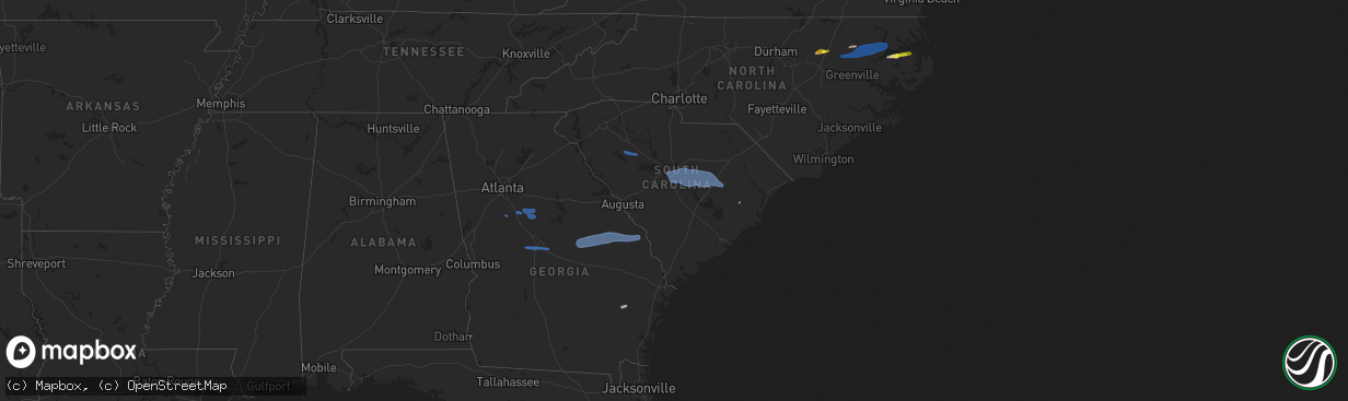 Hail map in South Carolina on March 28, 2021