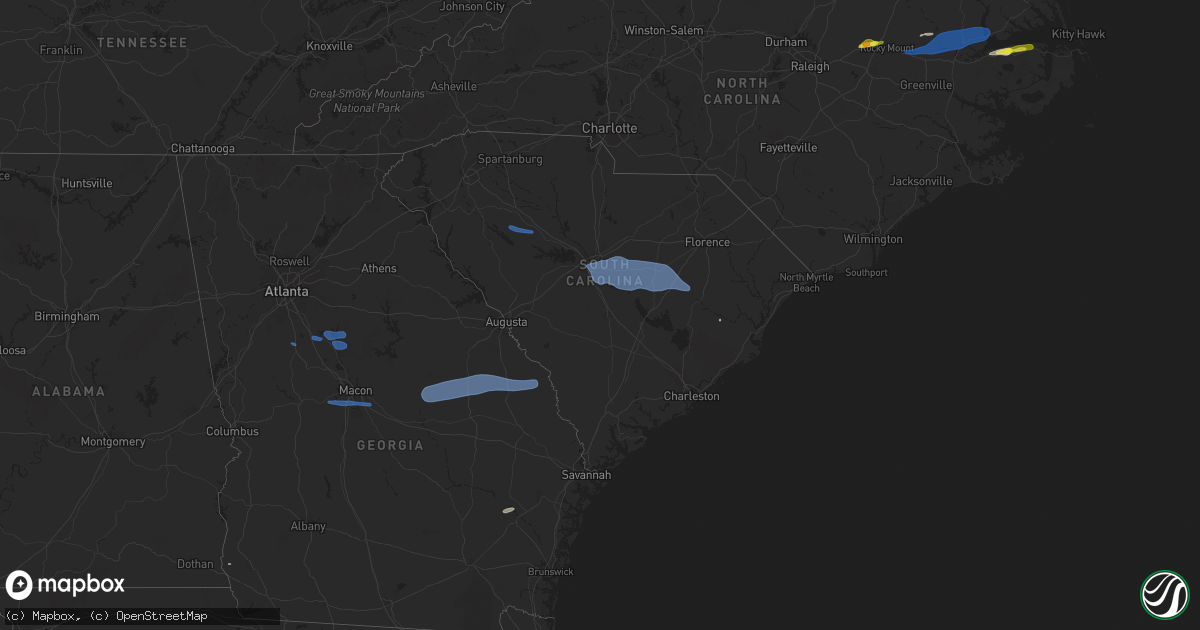 Hail map in South Carolina on March 28, 2021