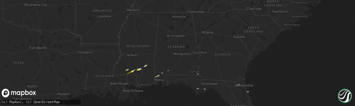 Hail map in Alabama on March 28, 2023