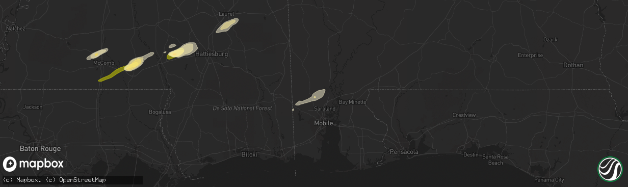 Hail map in Chunchula, AL on March 28, 2023