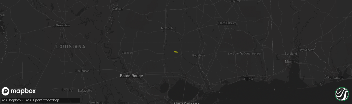 Hail map in Franklinton, LA on March 28, 2023