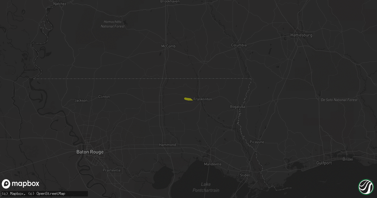 Hail map in Franklinton, LA on March 28, 2023