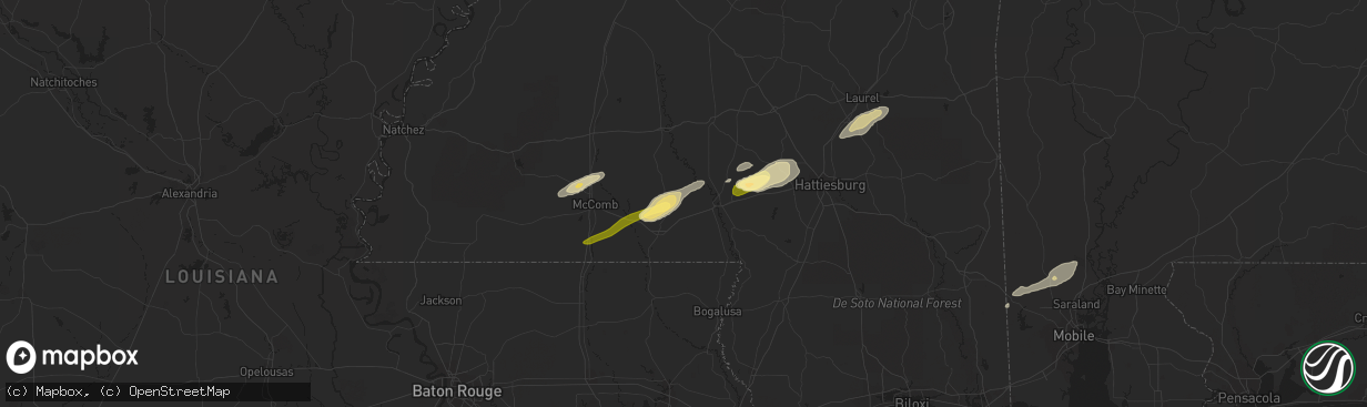 Hail map in Kokomo, MS on March 28, 2023