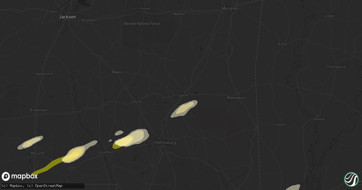 Hail map in Laurel, MS on March 28, 2023