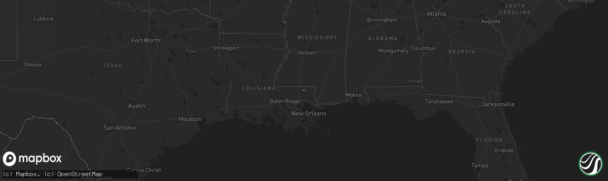 Hail map in Louisiana on March 28, 2023