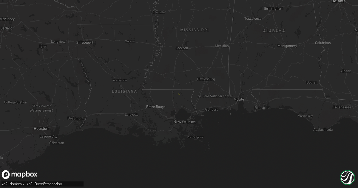 Hail map in Louisiana on March 28, 2023