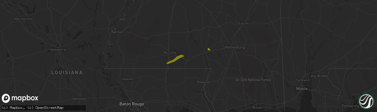 Hail map in Mccomb, MS on March 28, 2023