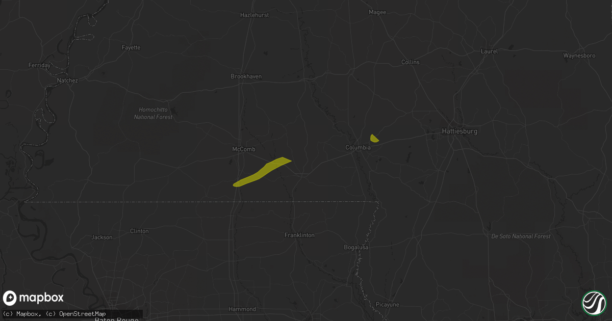 Hail map in Mccomb, MS on March 28, 2023