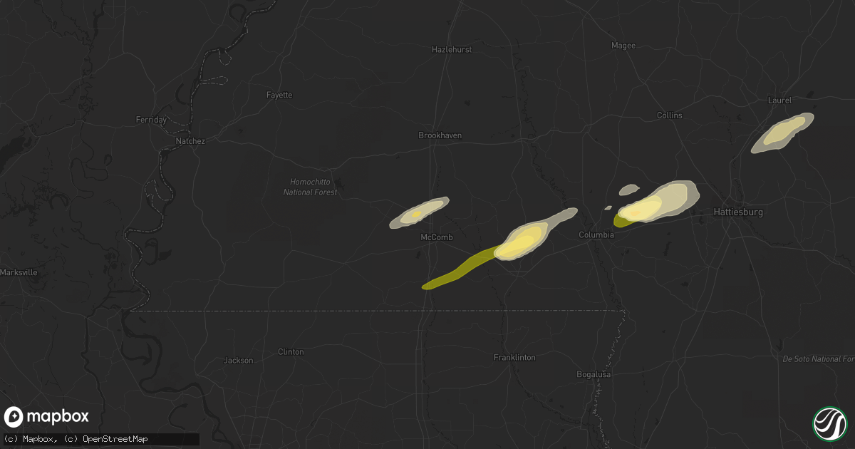 Hail map in Summit, MS on March 28, 2023