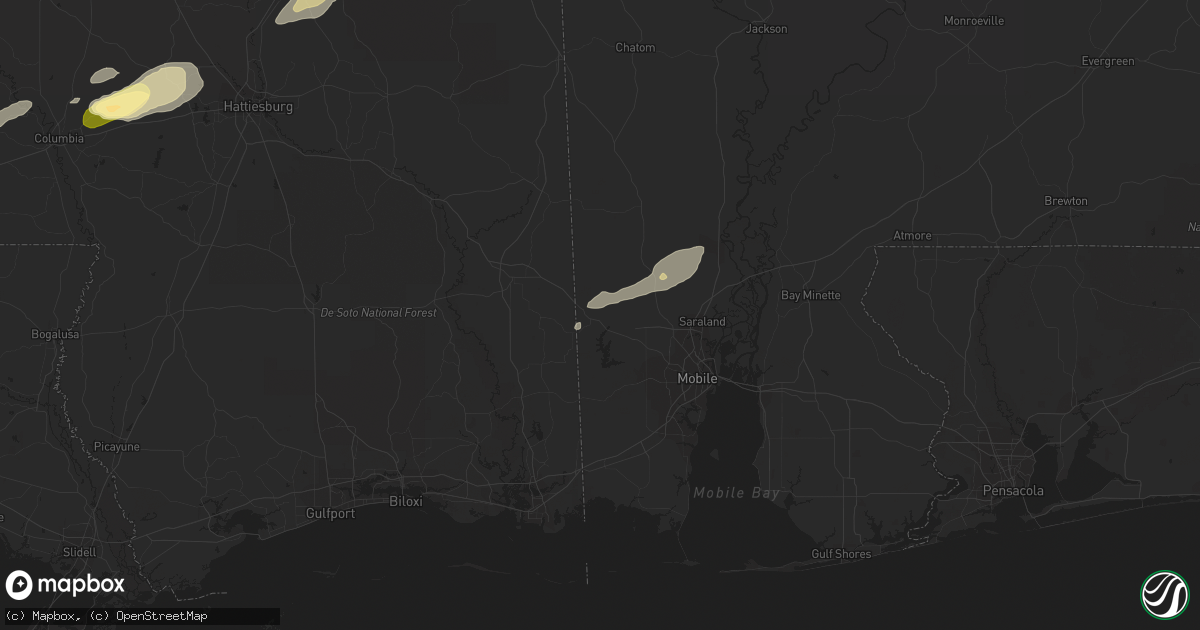 Hail map in Wilmer, AL on March 28, 2023