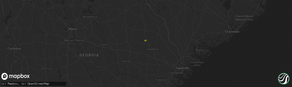 Hail map in Portal, GA on March 28, 2024